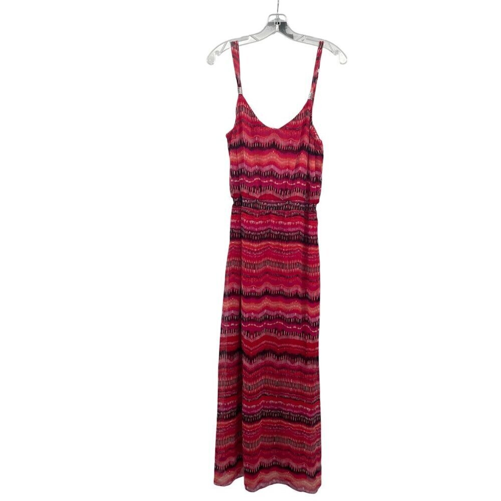 WHBM Womens Maxi Sundress Sleeveless V-Neck Pink/Multi Size Small